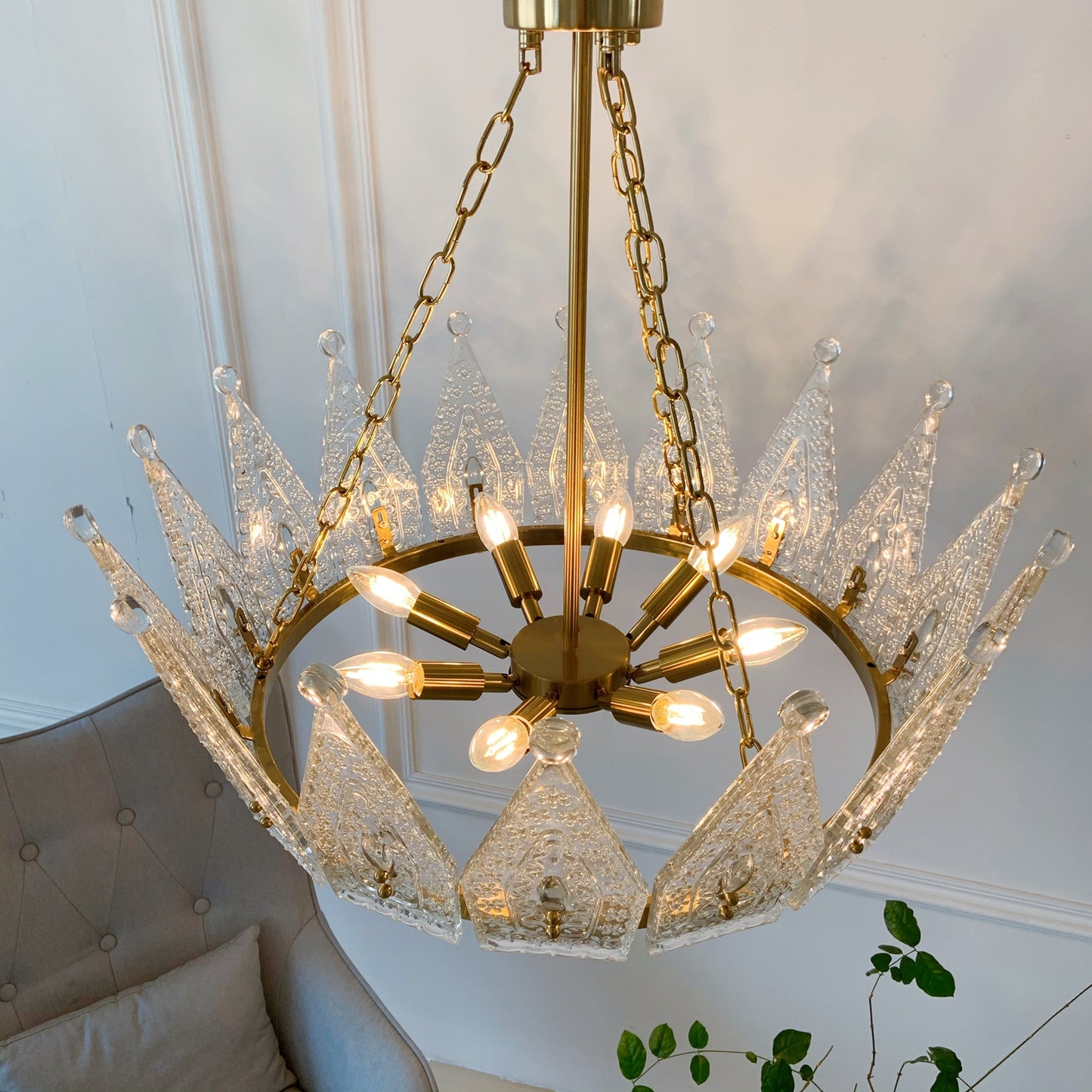 Exclusive Patented Crown Brass Chandelier 8-Light - Private Mold 26.77" Dining Room