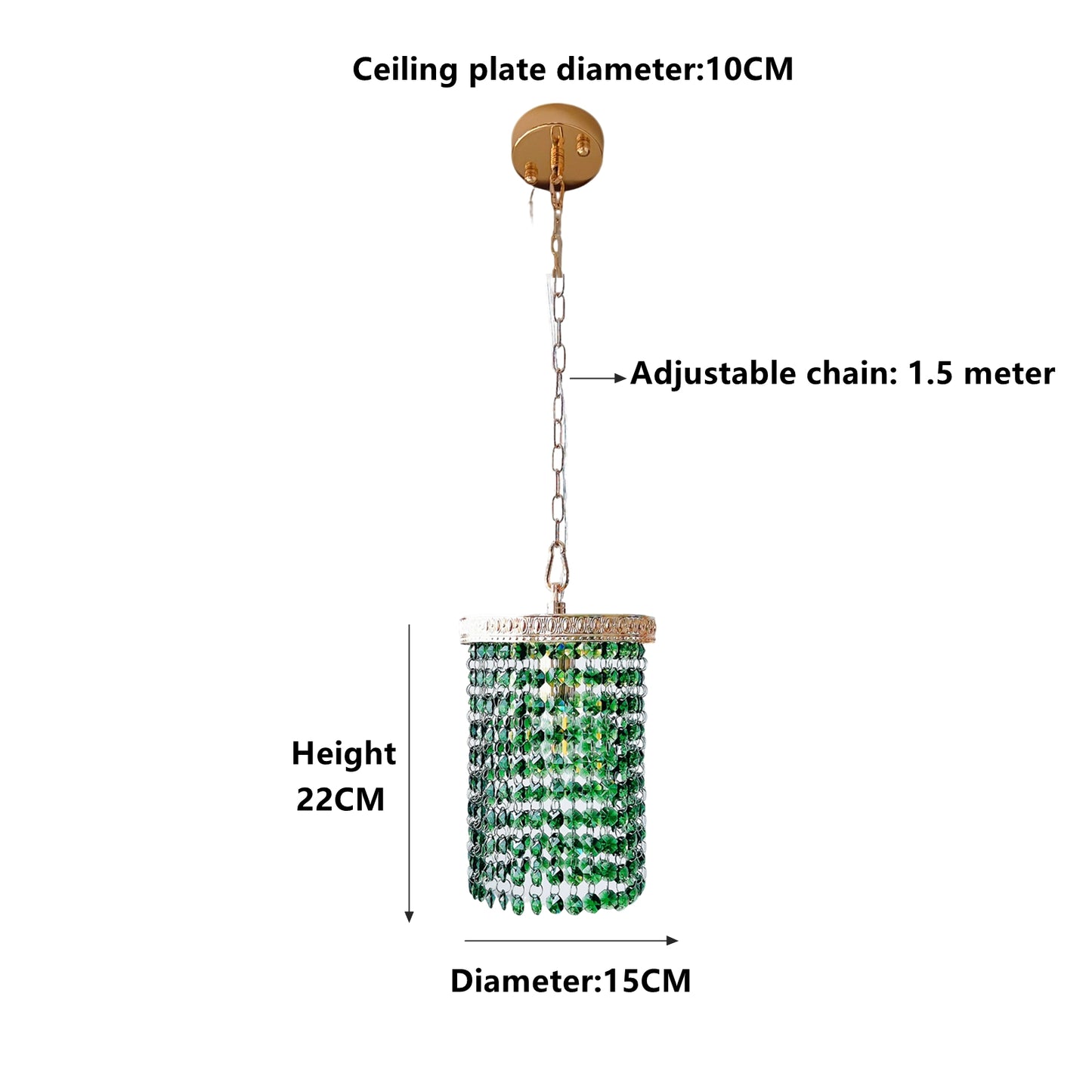 Mini Green Crystal Pendant Light Gold - Small Hanging Light for Kitchen Island & Bathroom