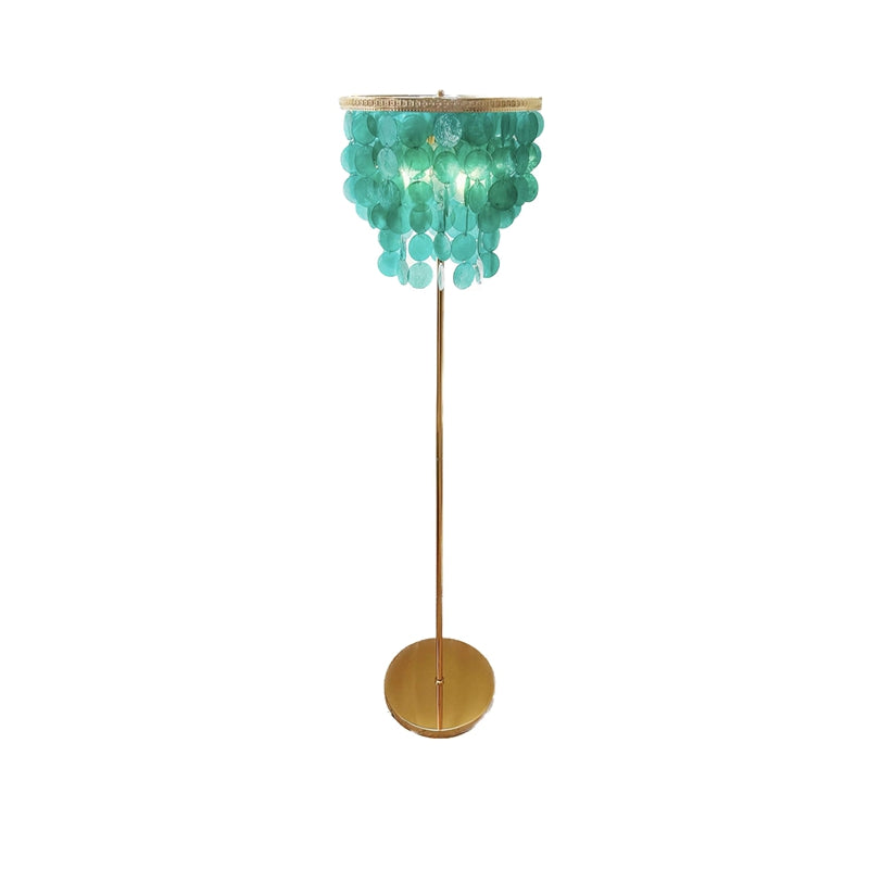 Blue capiz shell floor lamp 58 inch tall coastal mother of pearl standing lamp for living room