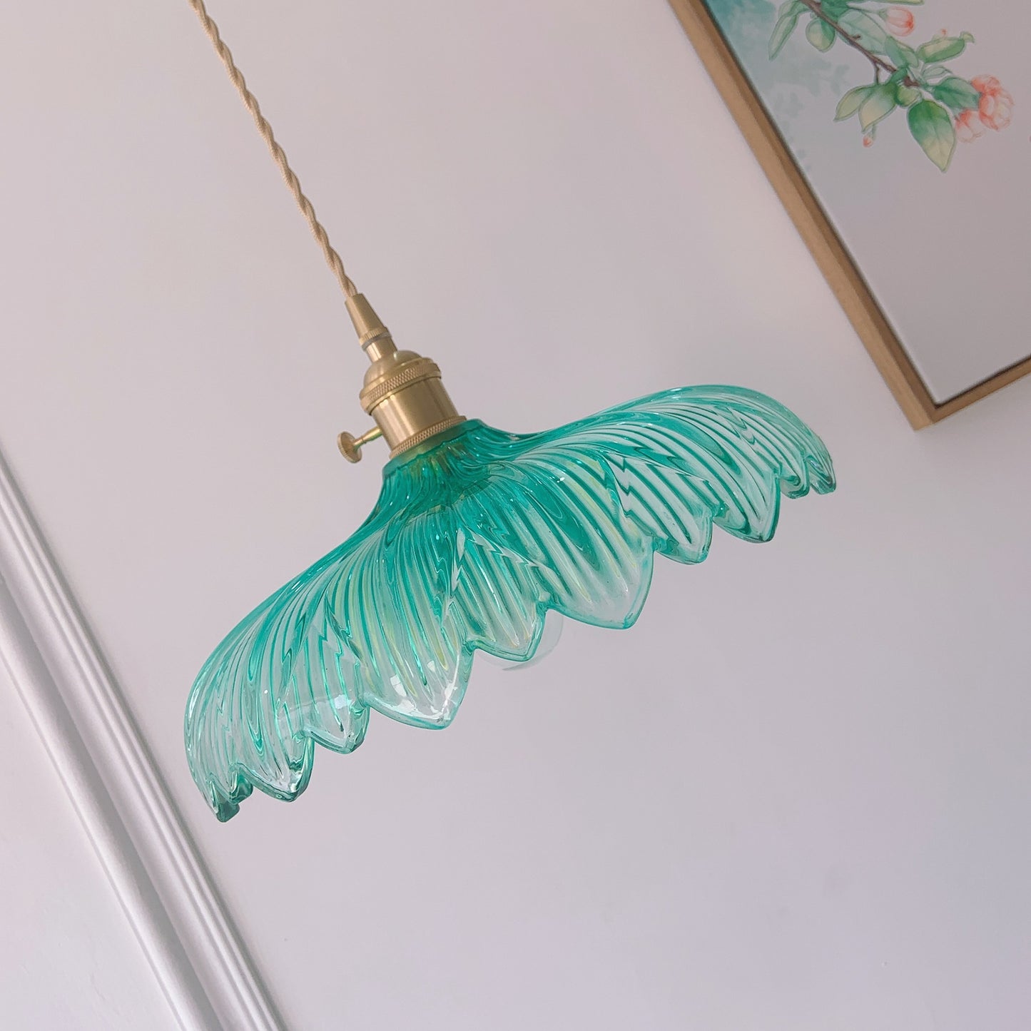 Luxury Brass Pendant Light - Adjustable Chain Coastal Lighting Fixture Detail View