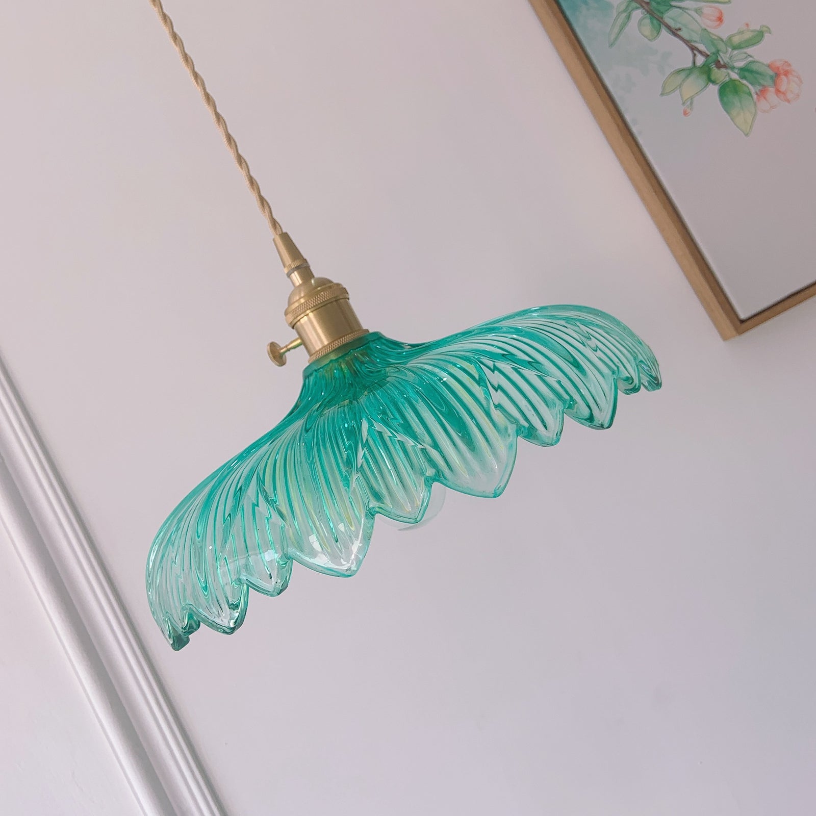 Luxury Brass Pendant Light - Adjustable Chain Coastal Lighting Fixture Detail View