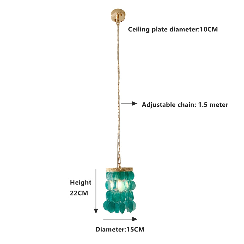Coastal cafe style lighting with handcrafted shell pendant perfect for restaurant and kitchen