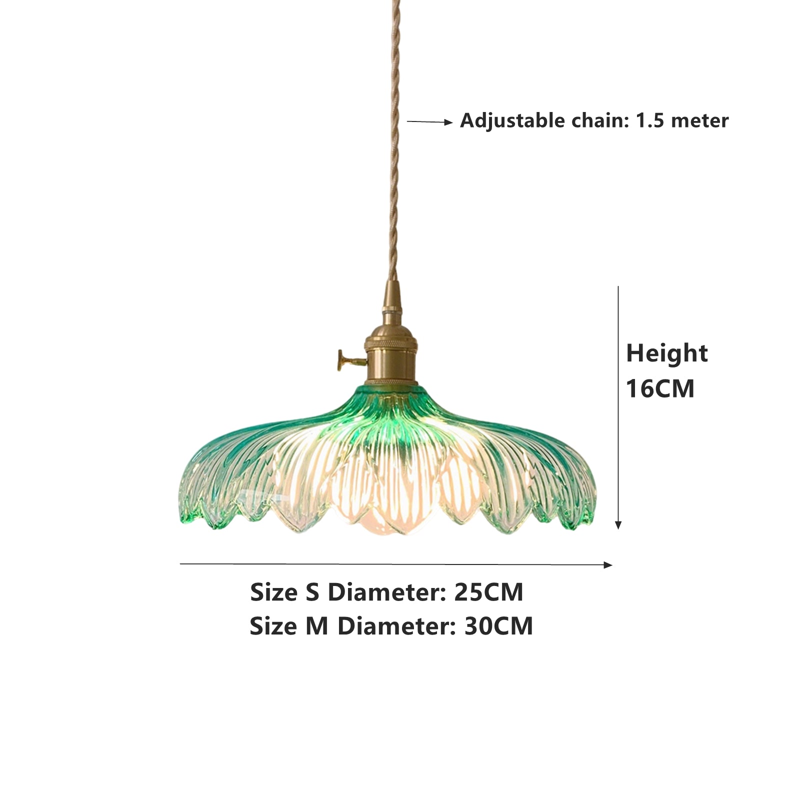 Coastal Pendant Lighting - Handcrafted Emerald Glass Shade with Brass Hardware