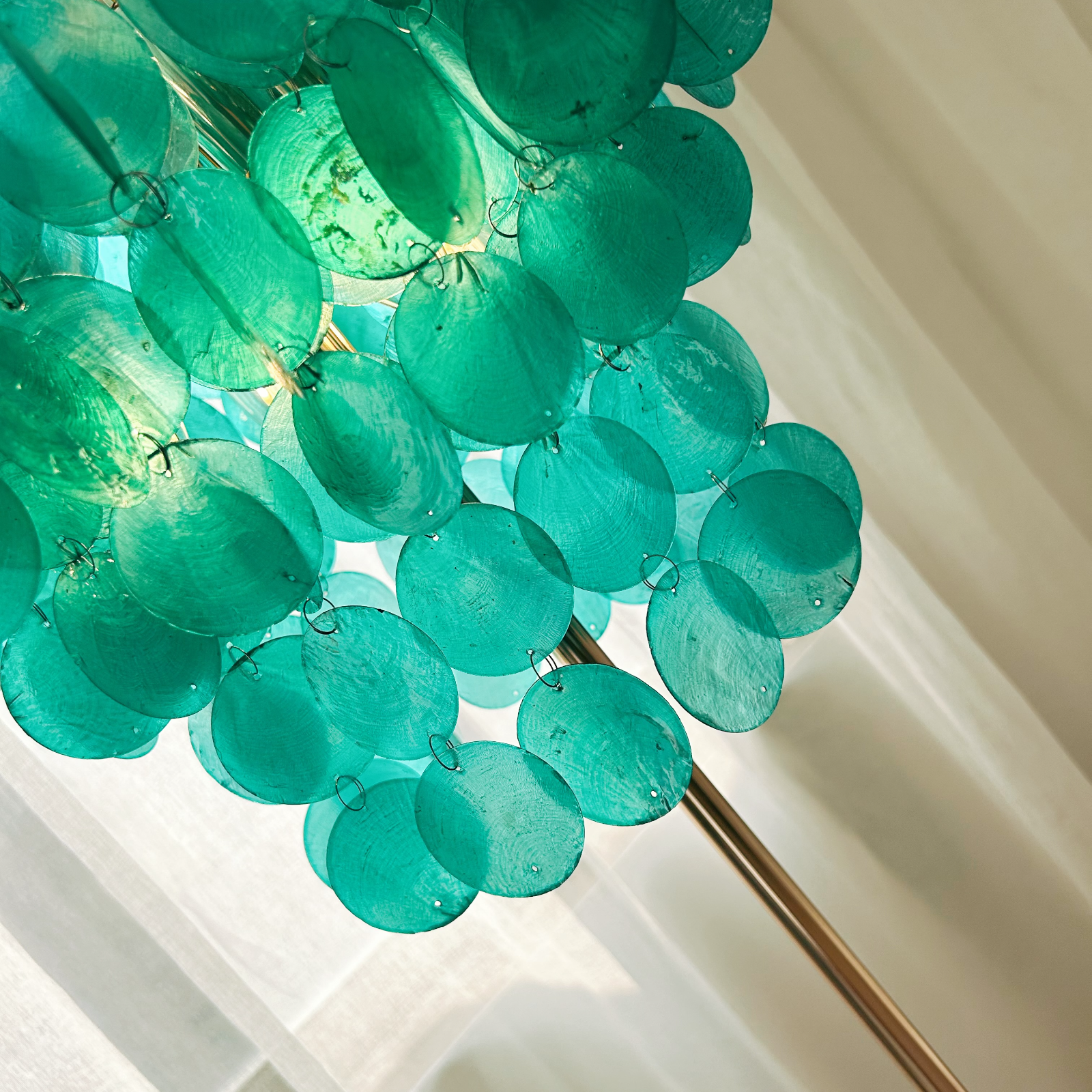 Tall coastal floor lamp with natural seashells perfect for living room and bedroom decor