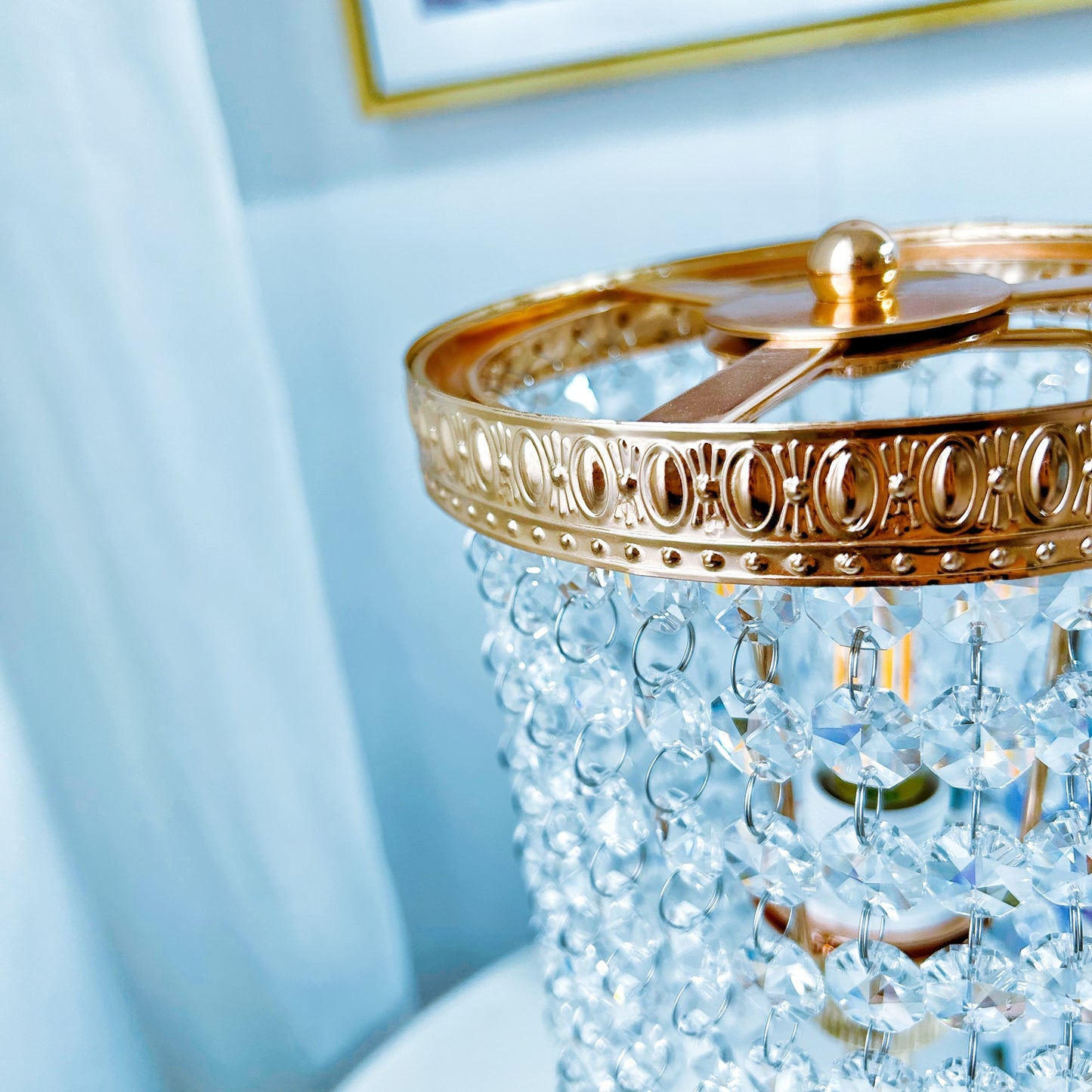 Bedside reading lamp with crystal accents perfect for bedroom and living room