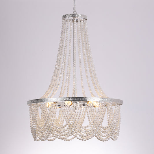 Two-Tier 6-Light Silver Pearl Chandelier