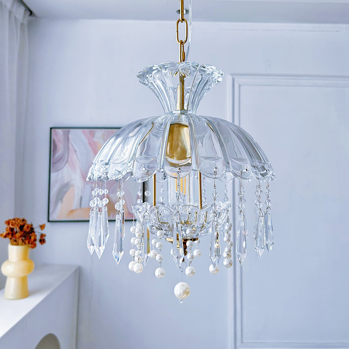 Brass crystal pendant light modern luxury glass hanging light for kitchen island dining room