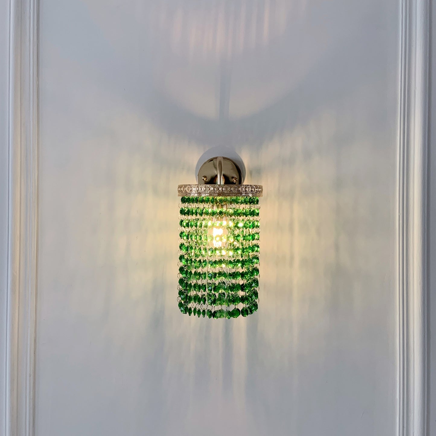 Green Crystal Wall Sconce Gold - Small Bathroom Vanity Light & Hallway Lighting