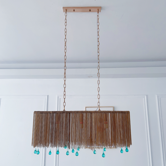 3-Light Linear Chandelier with Crystals Drop