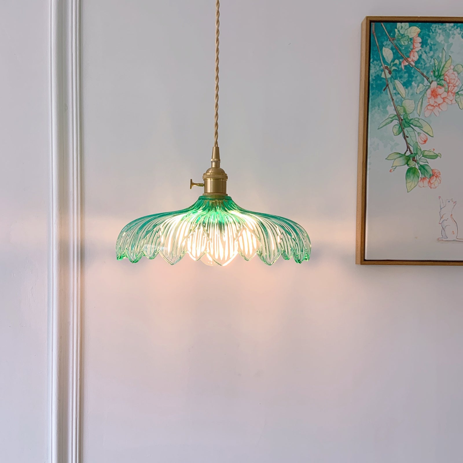 Luxury Pendant Chandelier - Premium Brass and Turquoise Glass Coastal Lighting
