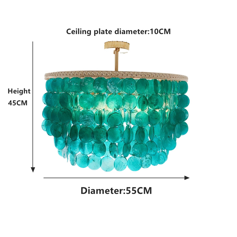 6-Light Blue Shell Chandelier