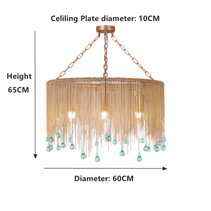 Modern farmhouse chandelier with brass chain design perfect for dining table and kitchen island