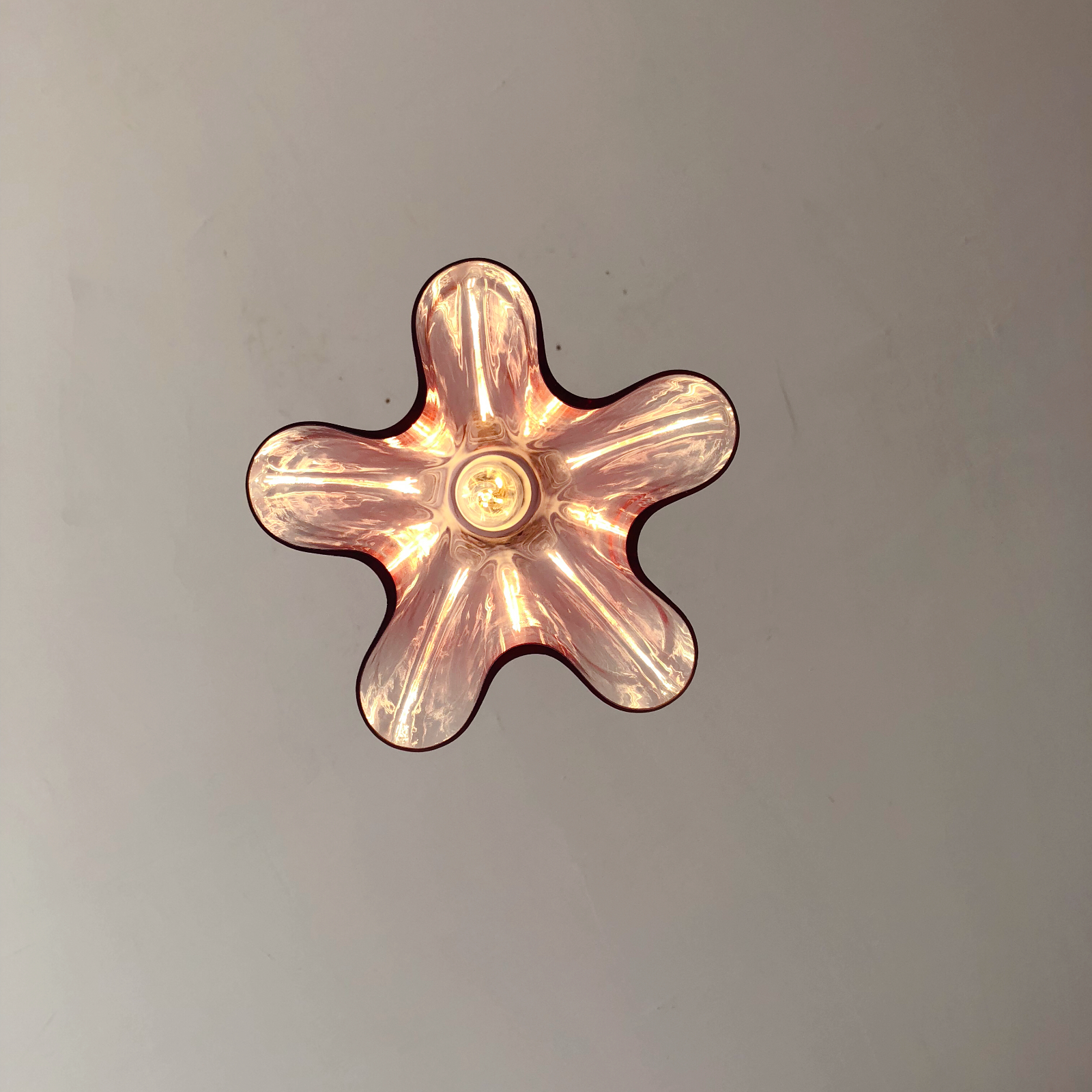 Modern boho pink glass pendant light perfect for bedroom powder room and nursery decor