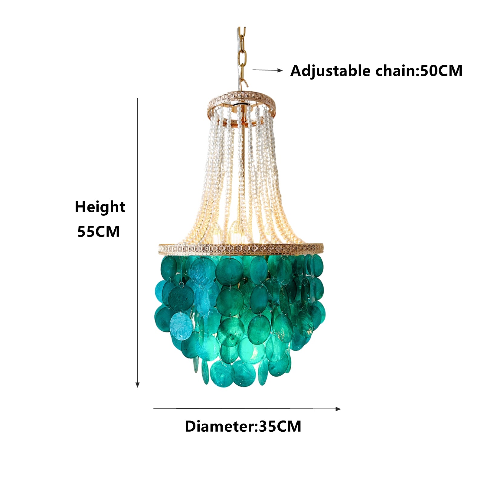 Statement coastal chandelier creating elegant ambiance in beach house dining room
