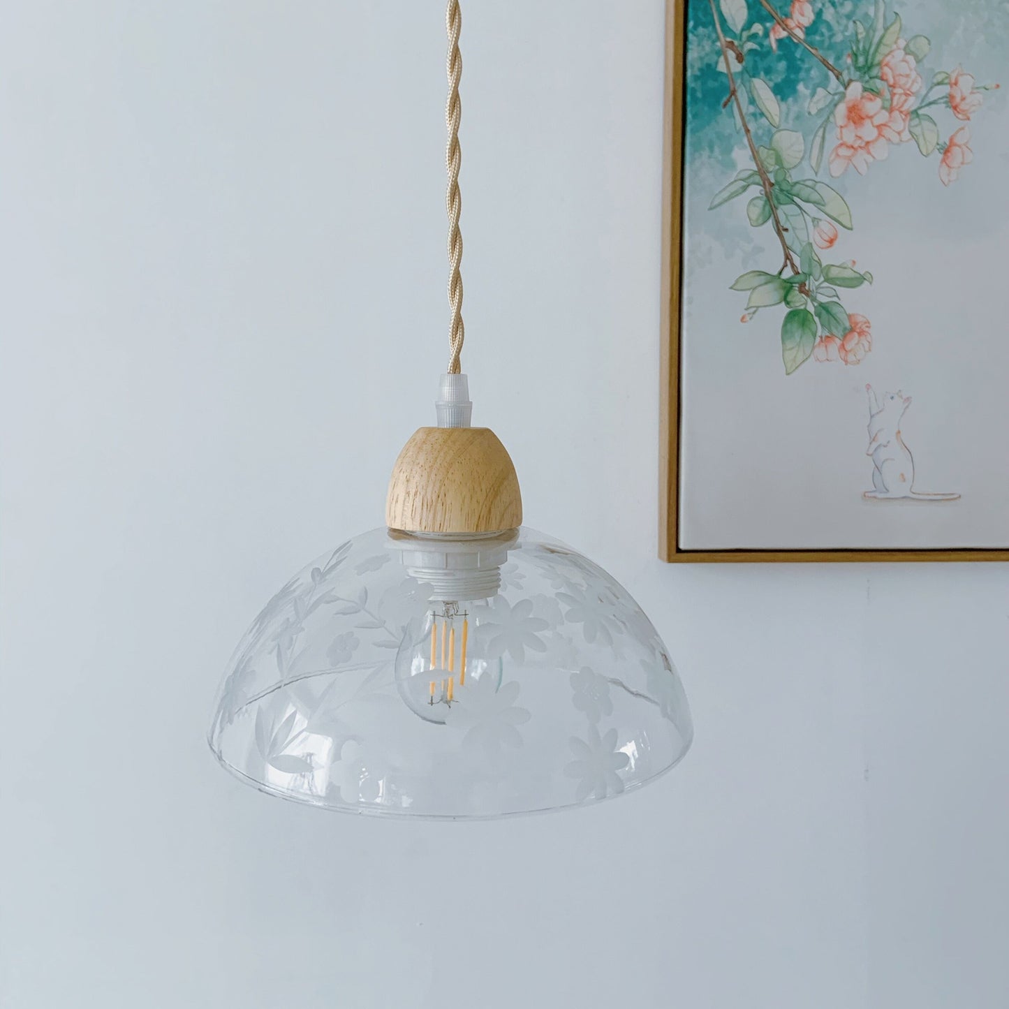 Clear glass pendant light with brass finish modern minimalist hanging light for kitchen
