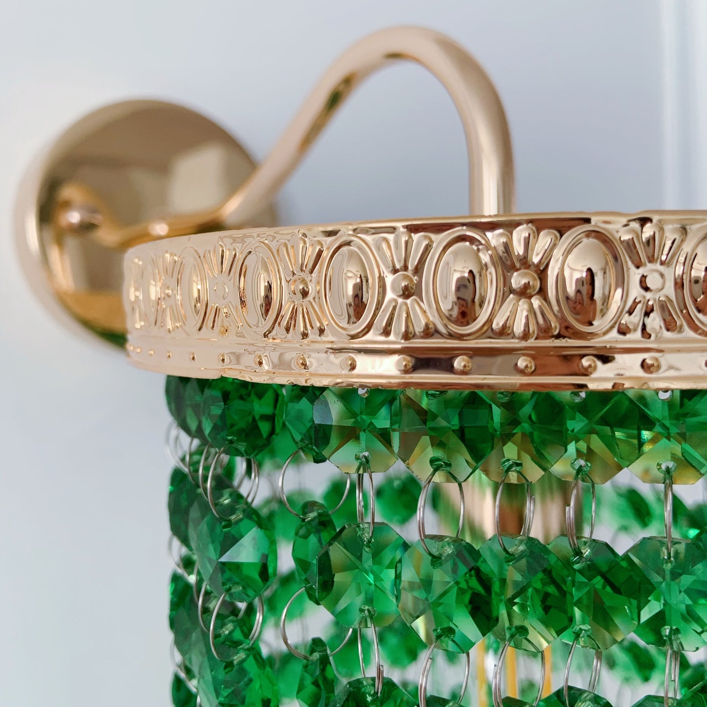 Green Crystal Wall Sconce Gold - Small Bathroom Vanity Light & Hallway Lighting