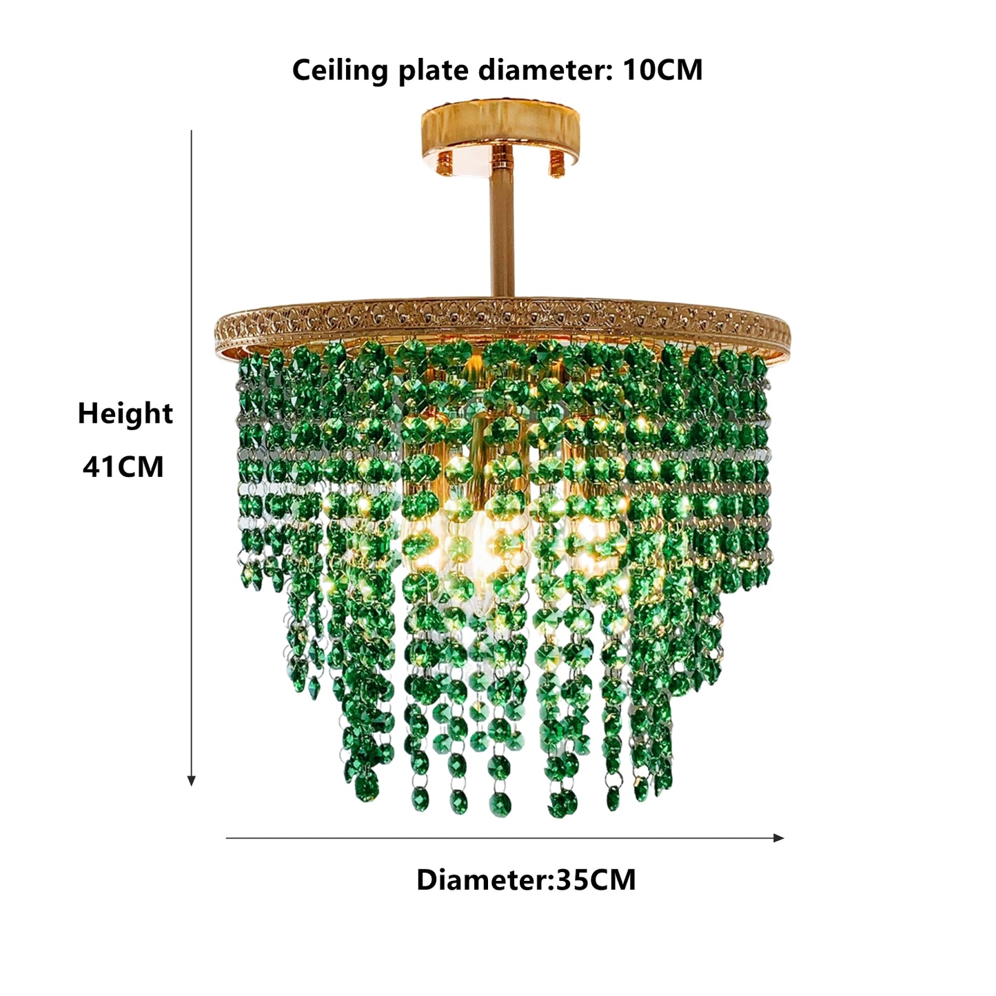 Green crystal chandelier with measurements