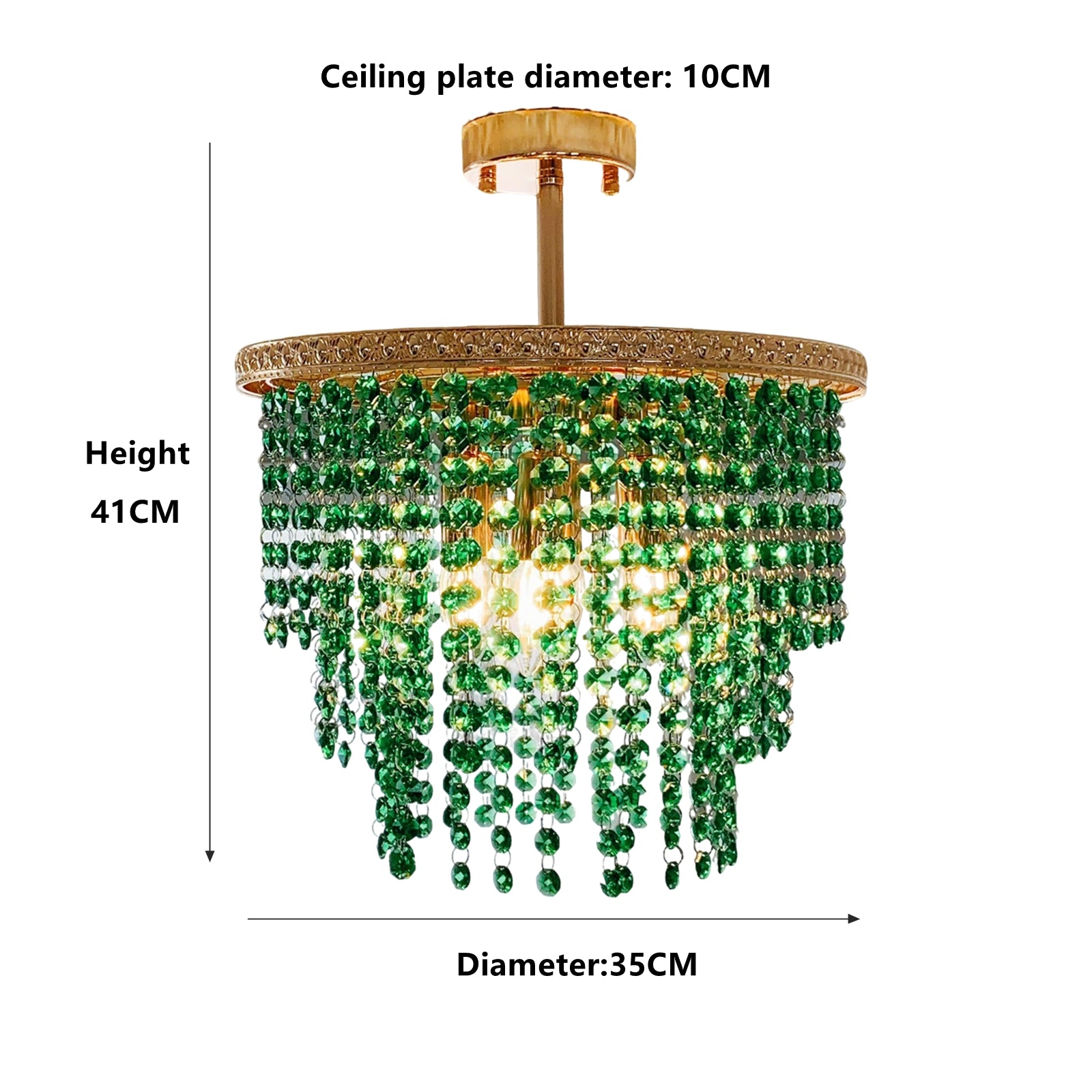 Green crystal chandelier with measurements