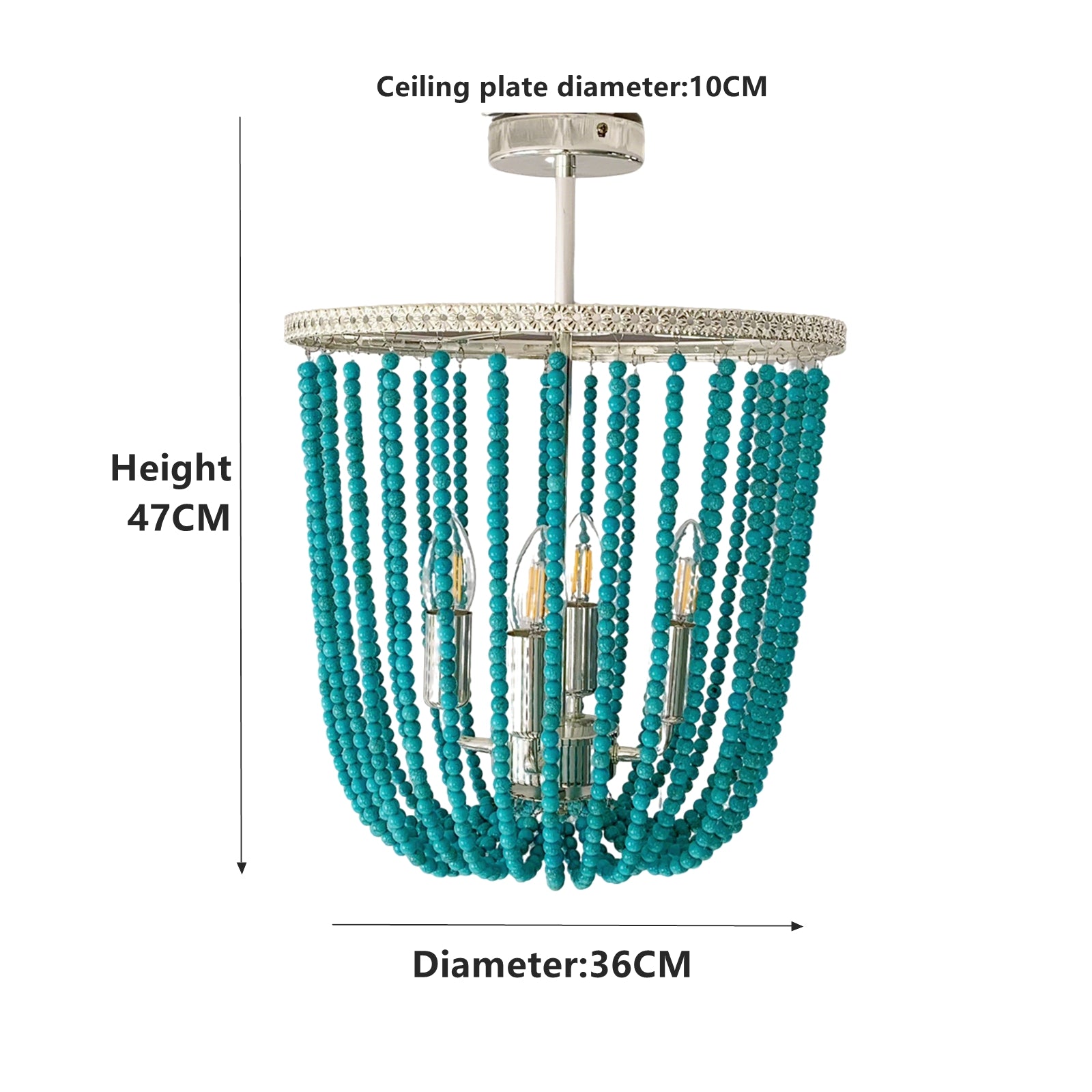 Chandelier with turquoise beads and measurements
