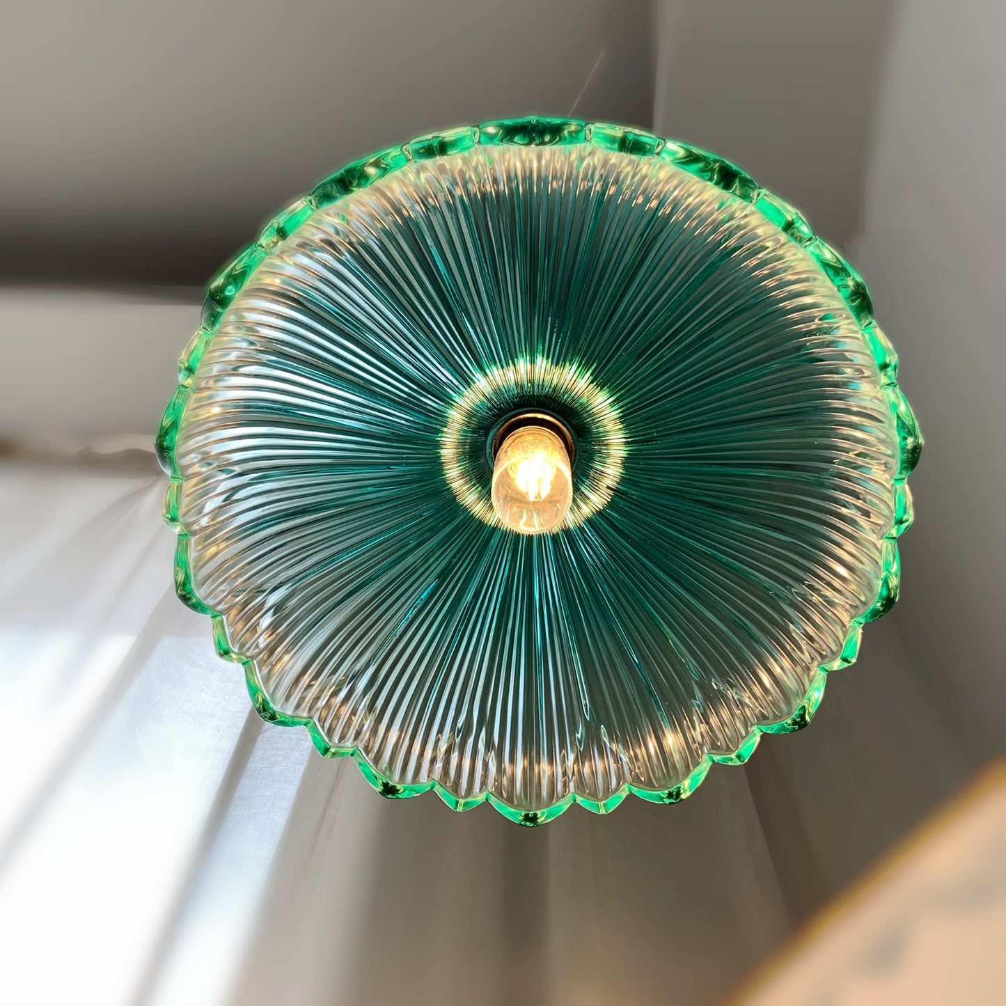Turquoise Glass Pendant Light - Free Shipping | Luxury Brass Coastal Chandelier with Emerald Ombre Shade