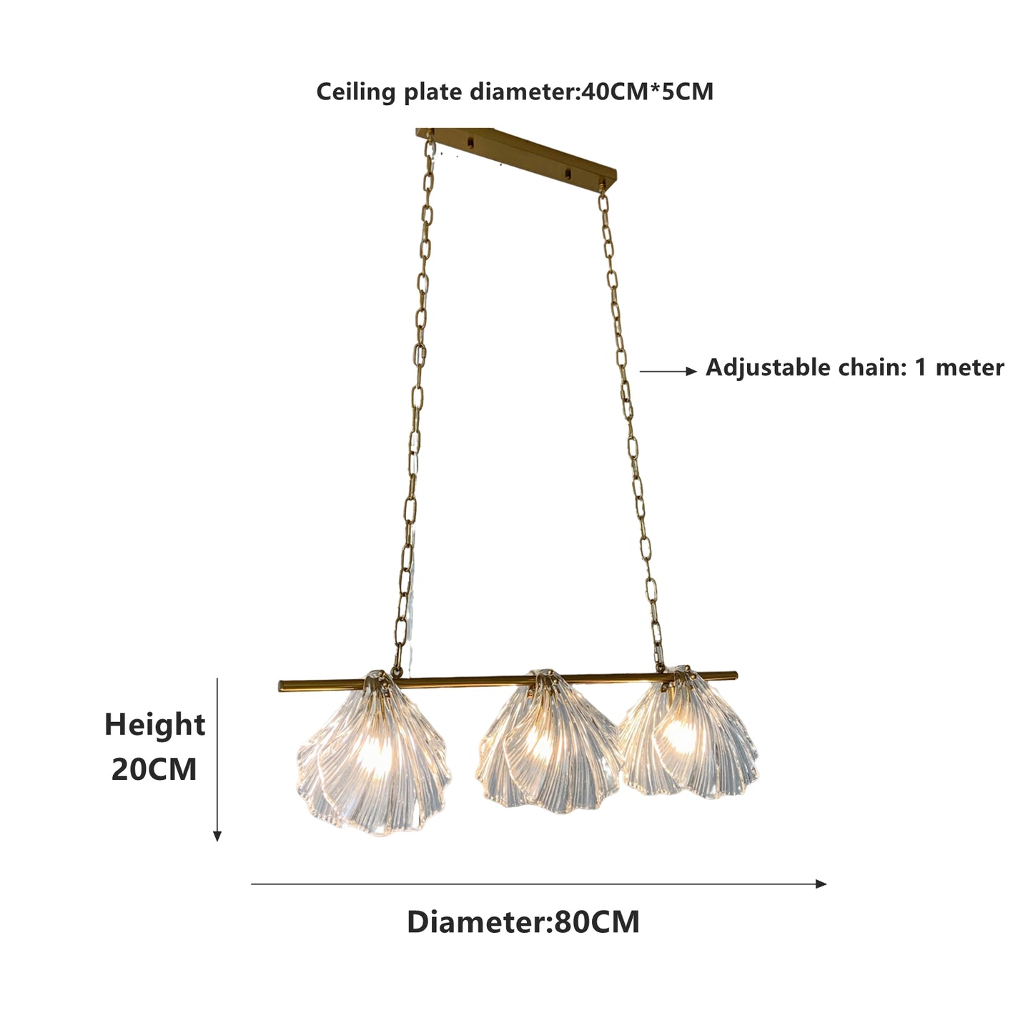 Pendant light fixture with measurements