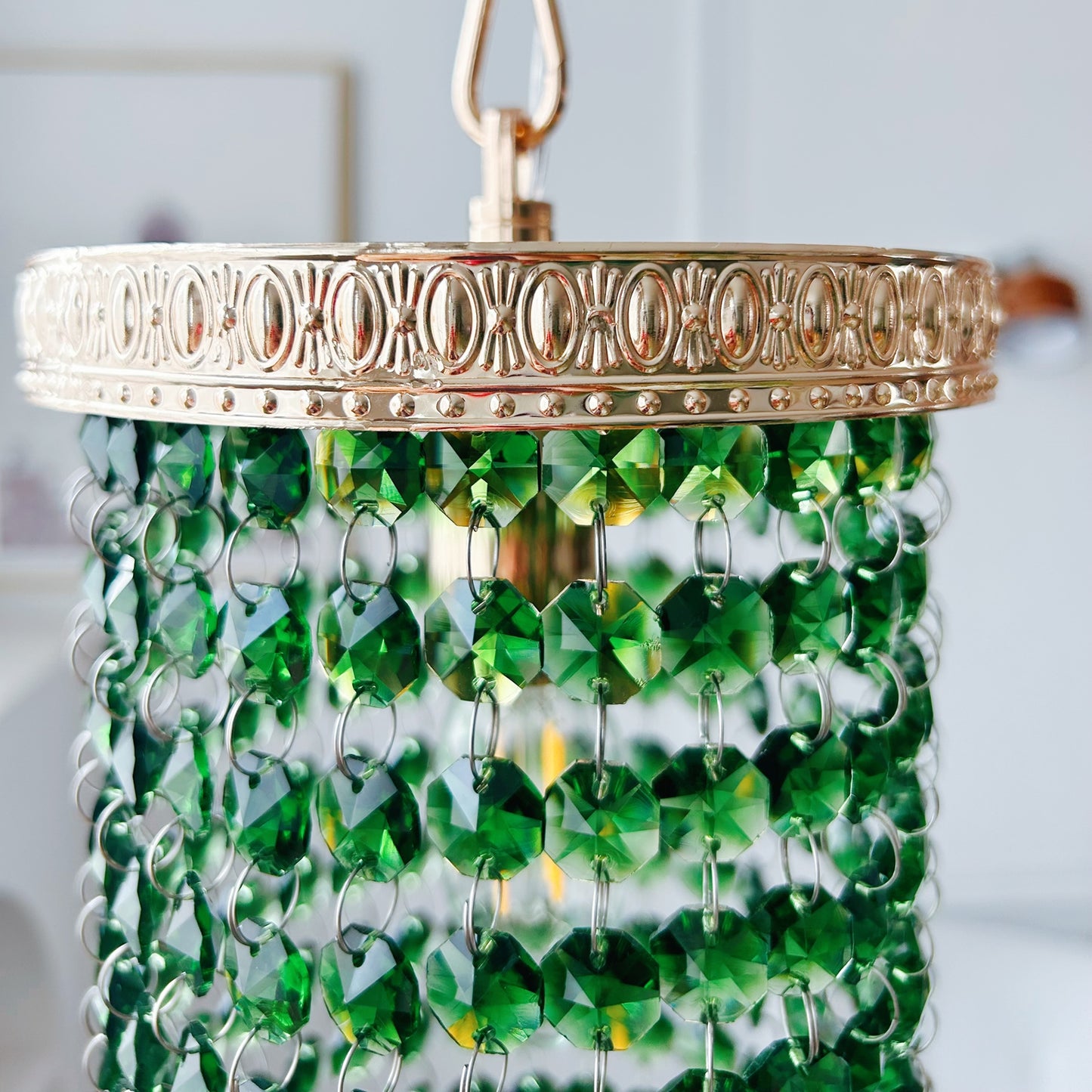 Mini Green Crystal Pendant Light Gold - Small Hanging Light for Kitchen Island & Bathroom