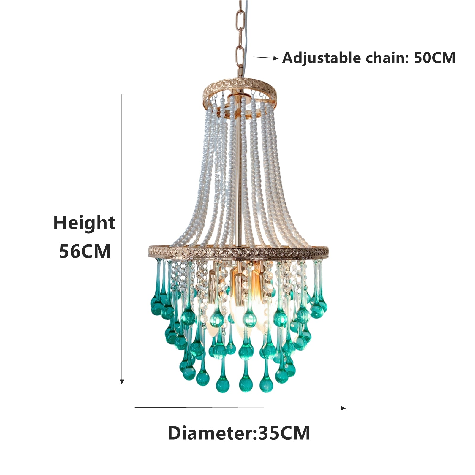 Glam coastal entryway lighting fixture - 6-light turquoise glass chandelier perfect for foyer