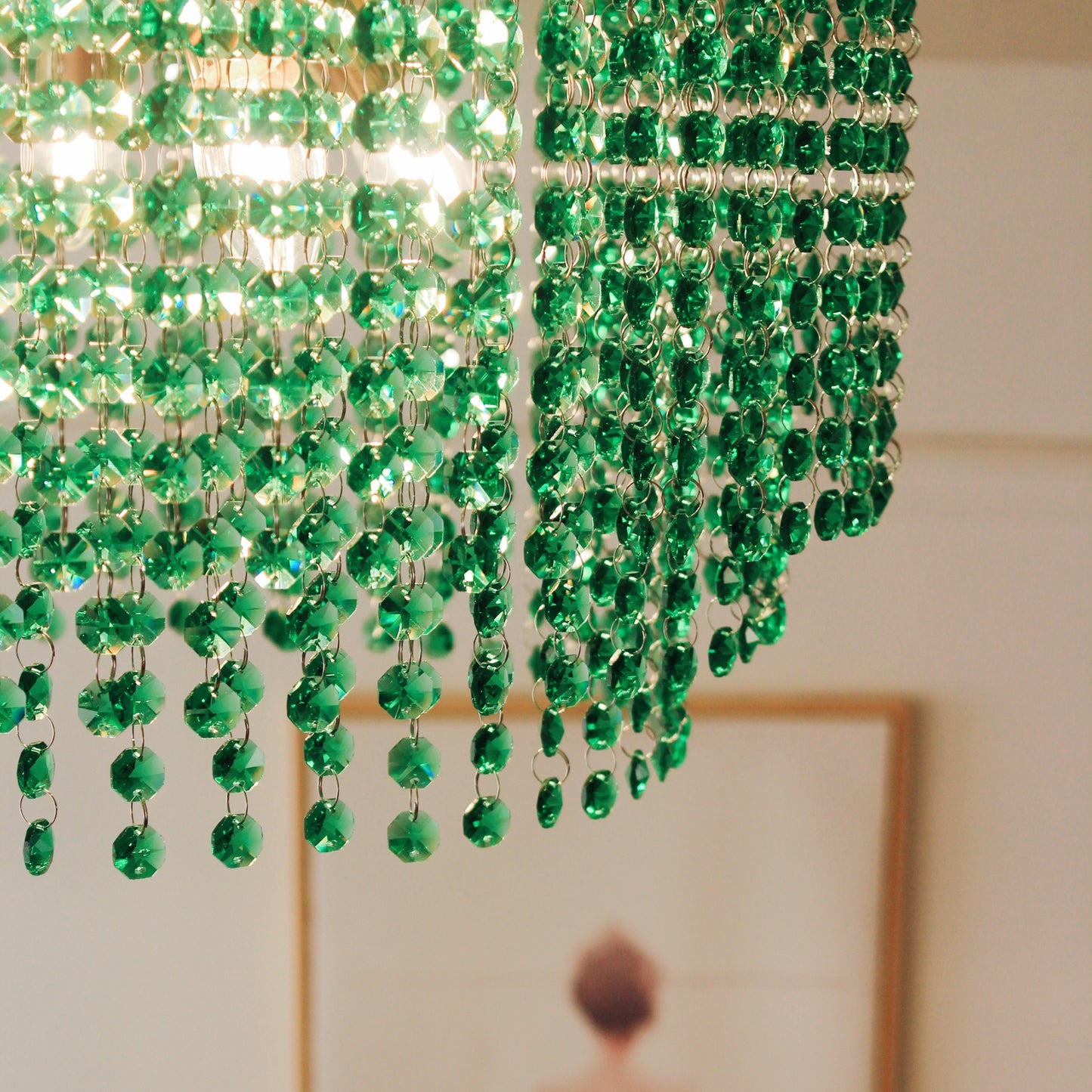Green beaded chandelier