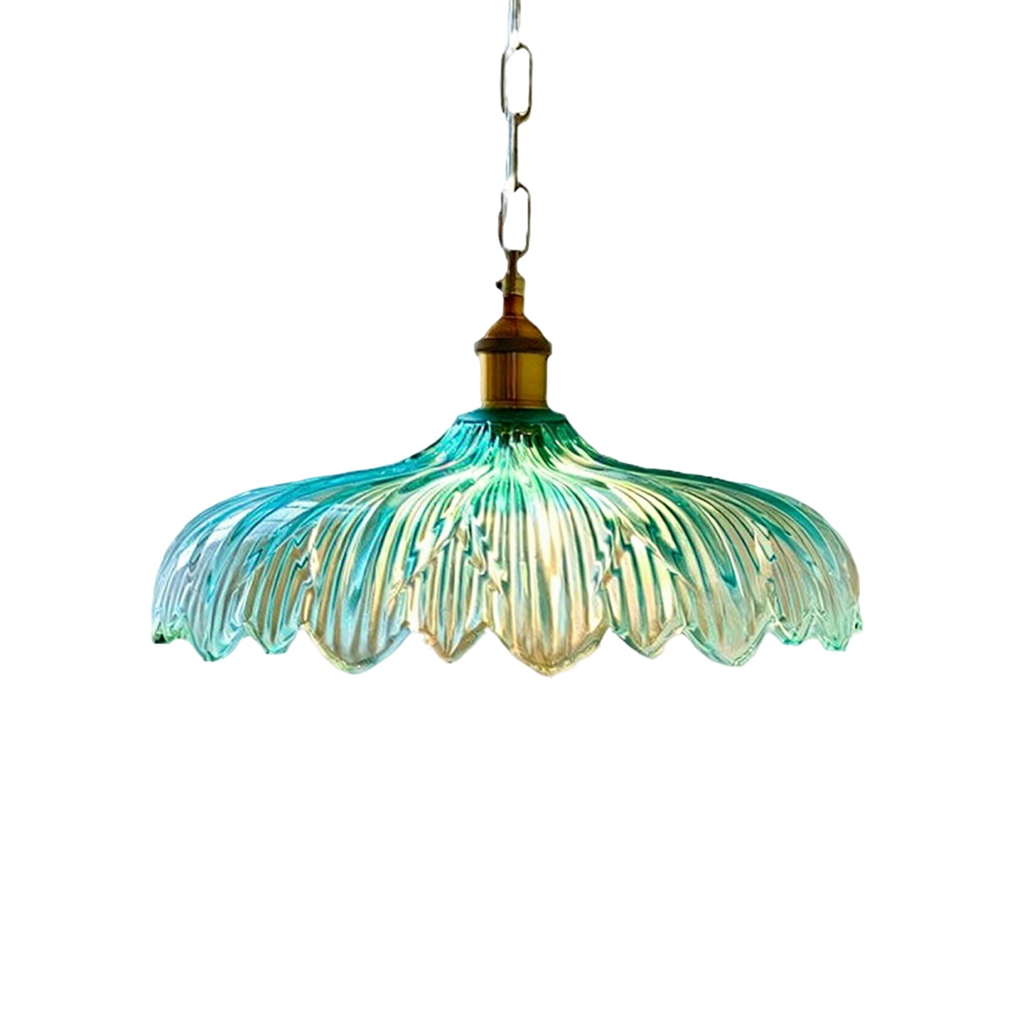Turquoise Glass Pendant Light - Free Shipping | Luxury Brass Coastal Chandelier with Emerald Ombre Shade