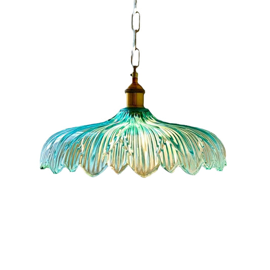 Turquoise Glass Pendant Light - Free Shipping | Luxury Brass Coastal Chandelier with Emerald Ombre Shade