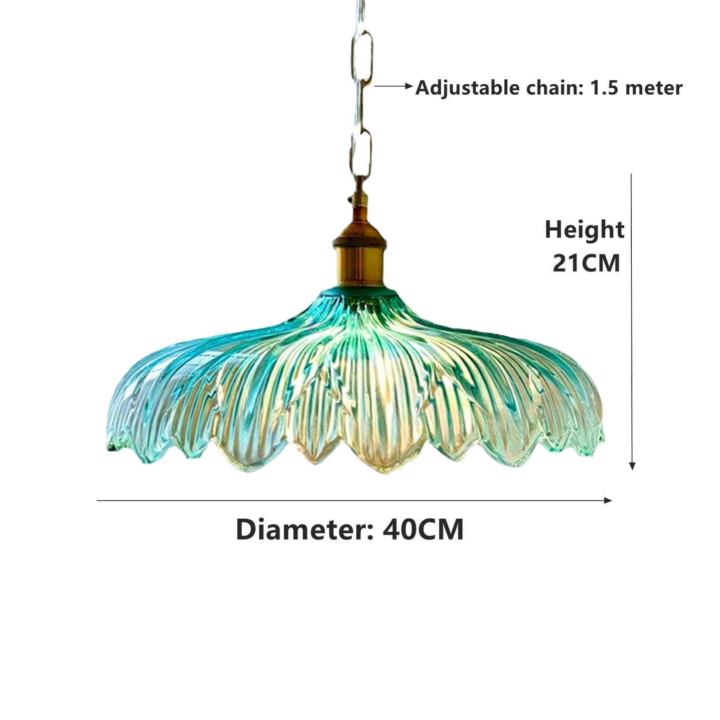 Turquoise Glass Pendant Light - Free Shipping | Luxury Brass Coastal Chandelier with Emerald Ombre Shade