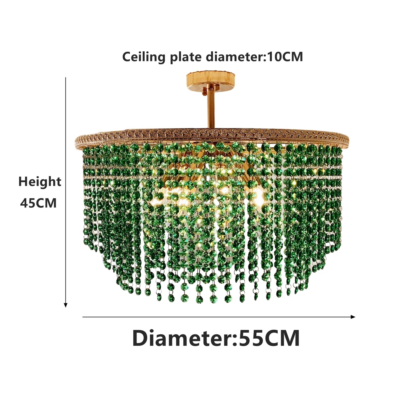 Green crystal chandelier with measurements 