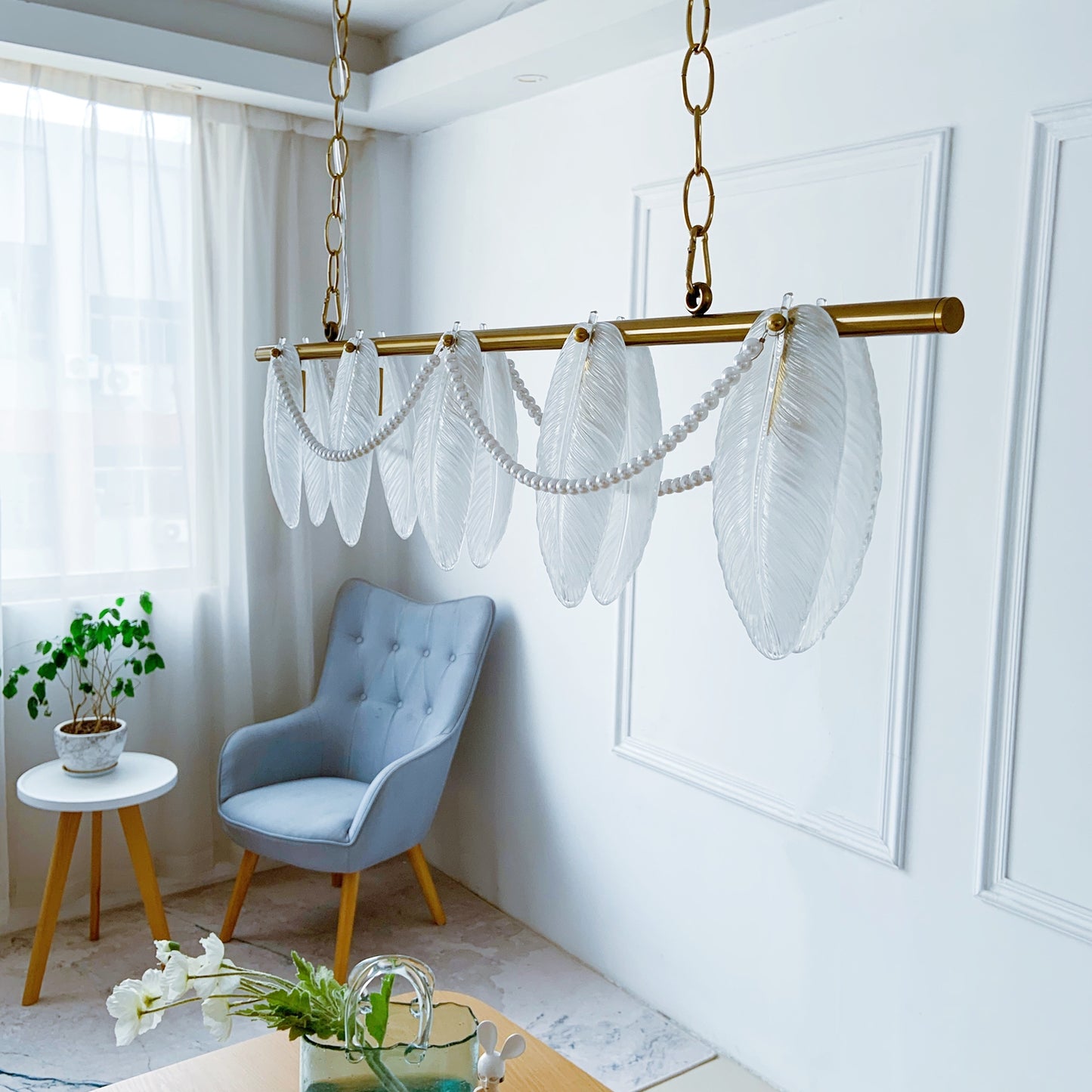 Modern interior with a chandelier