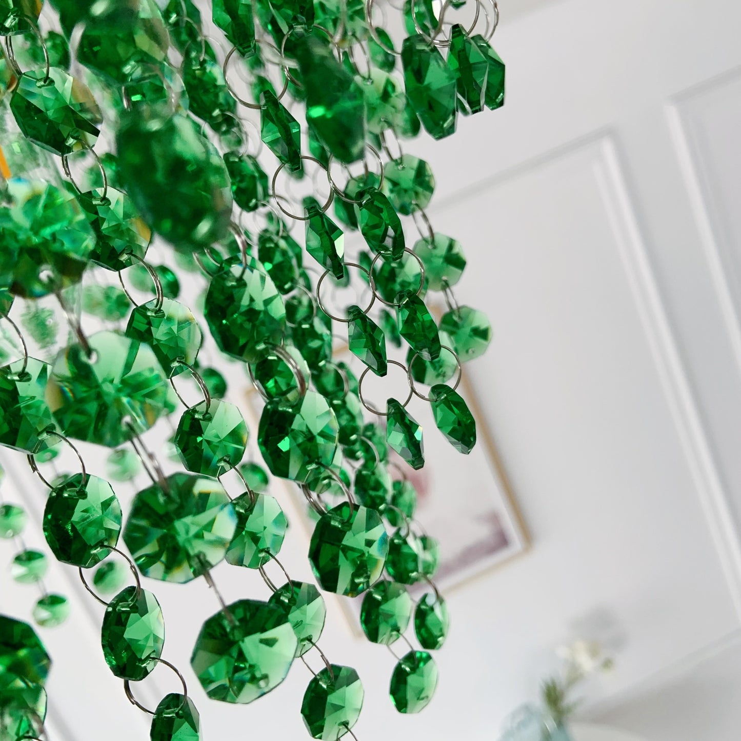 chandelier with Green beaded chain