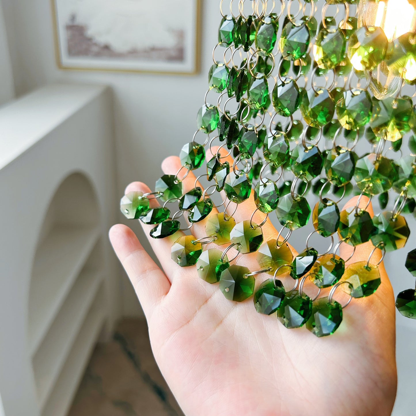 Mini Green Crystal Pendant Light Gold - Small Hanging Light for Kitchen Island & Bathroom