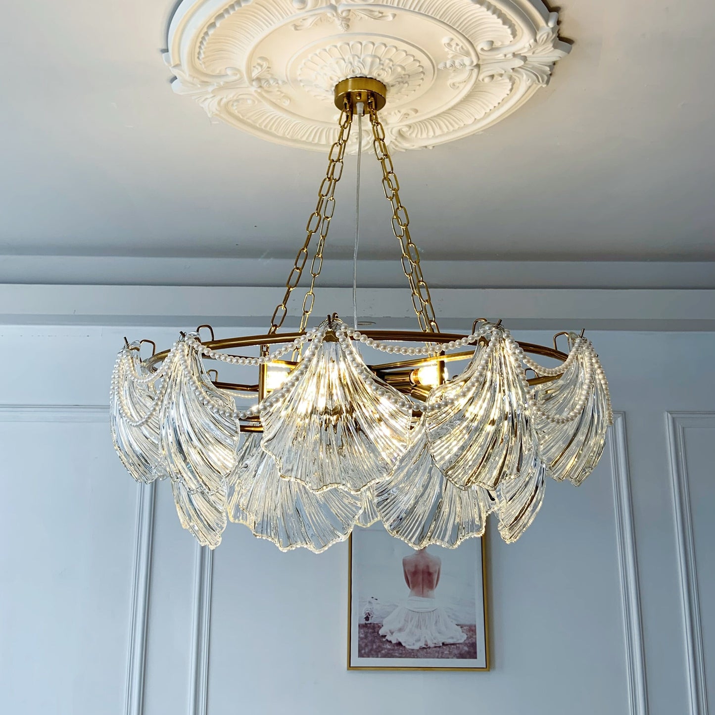 Decorative chandelier hanging in a room 