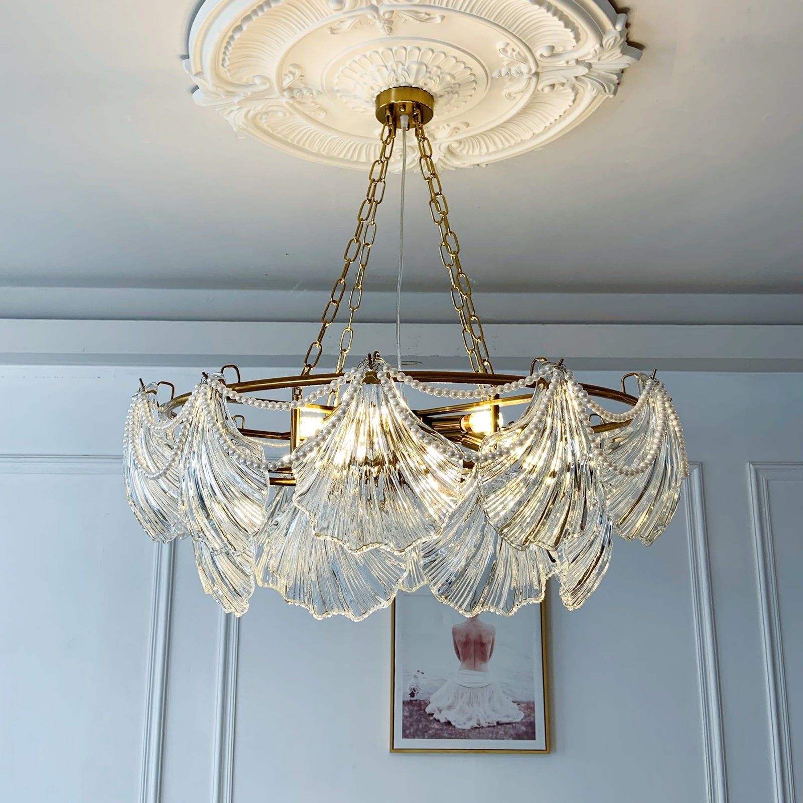 Decorative chandelier hanging in a room 