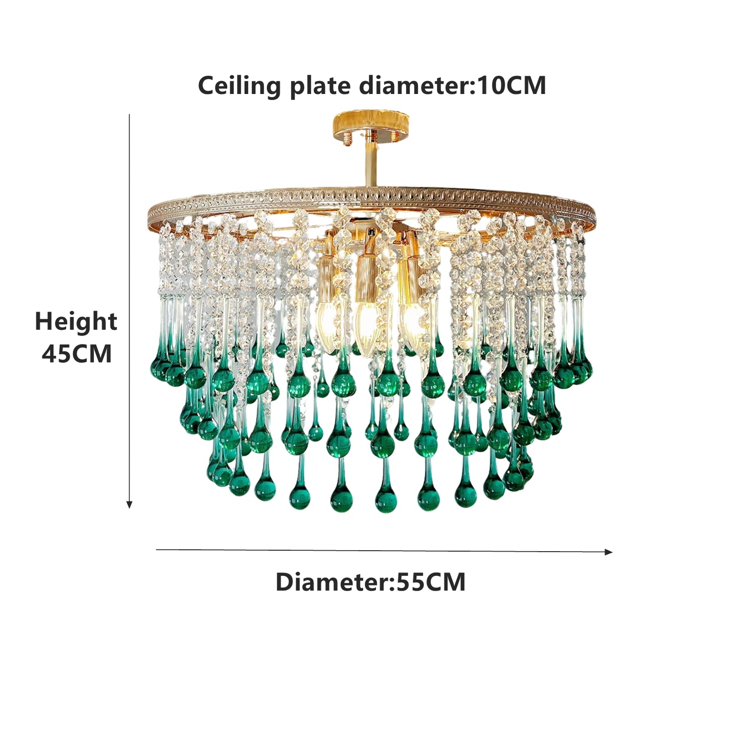 Turquoise crystal statement lighting - 6-light grand chandelier perfect for foyer and living room