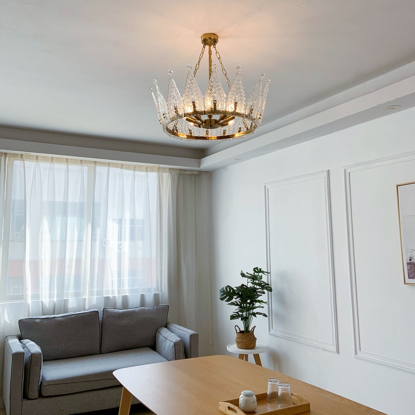 Exclusive Patented Crown Brass Chandelier 8-Light - Private Mold 26.77" Dining Room