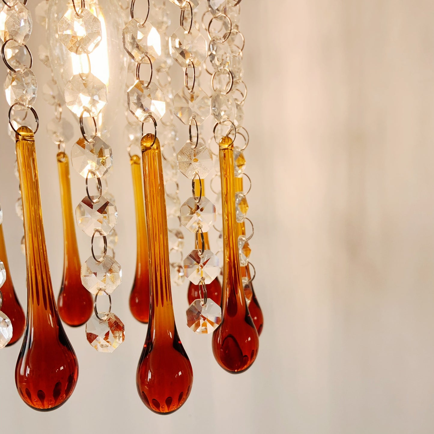 Vintage amber glass wall sconce - Art Deco wall lighting perfect for bedroom bedside and hallway